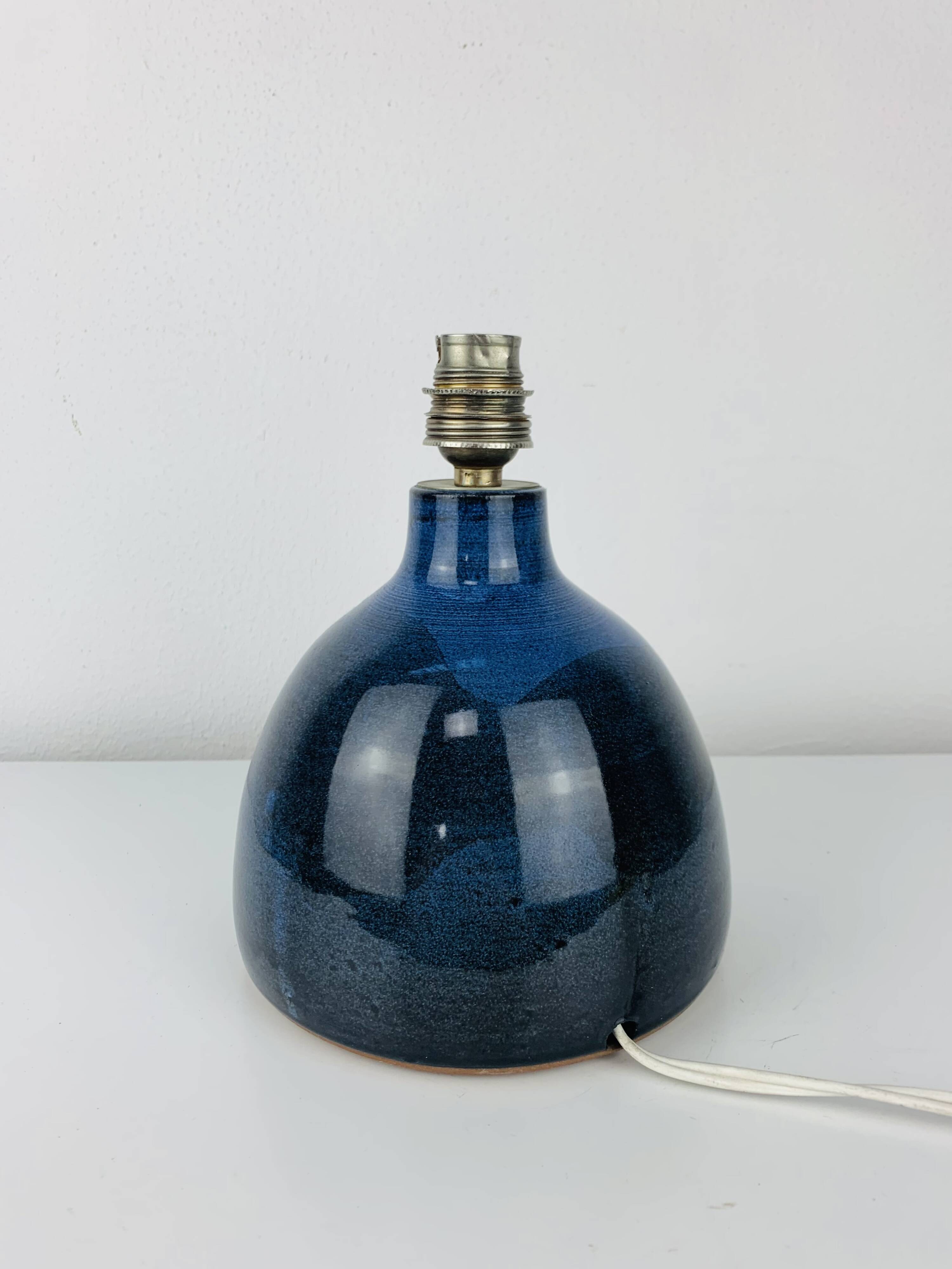 Vintage blue ceramic lamp, 1960s