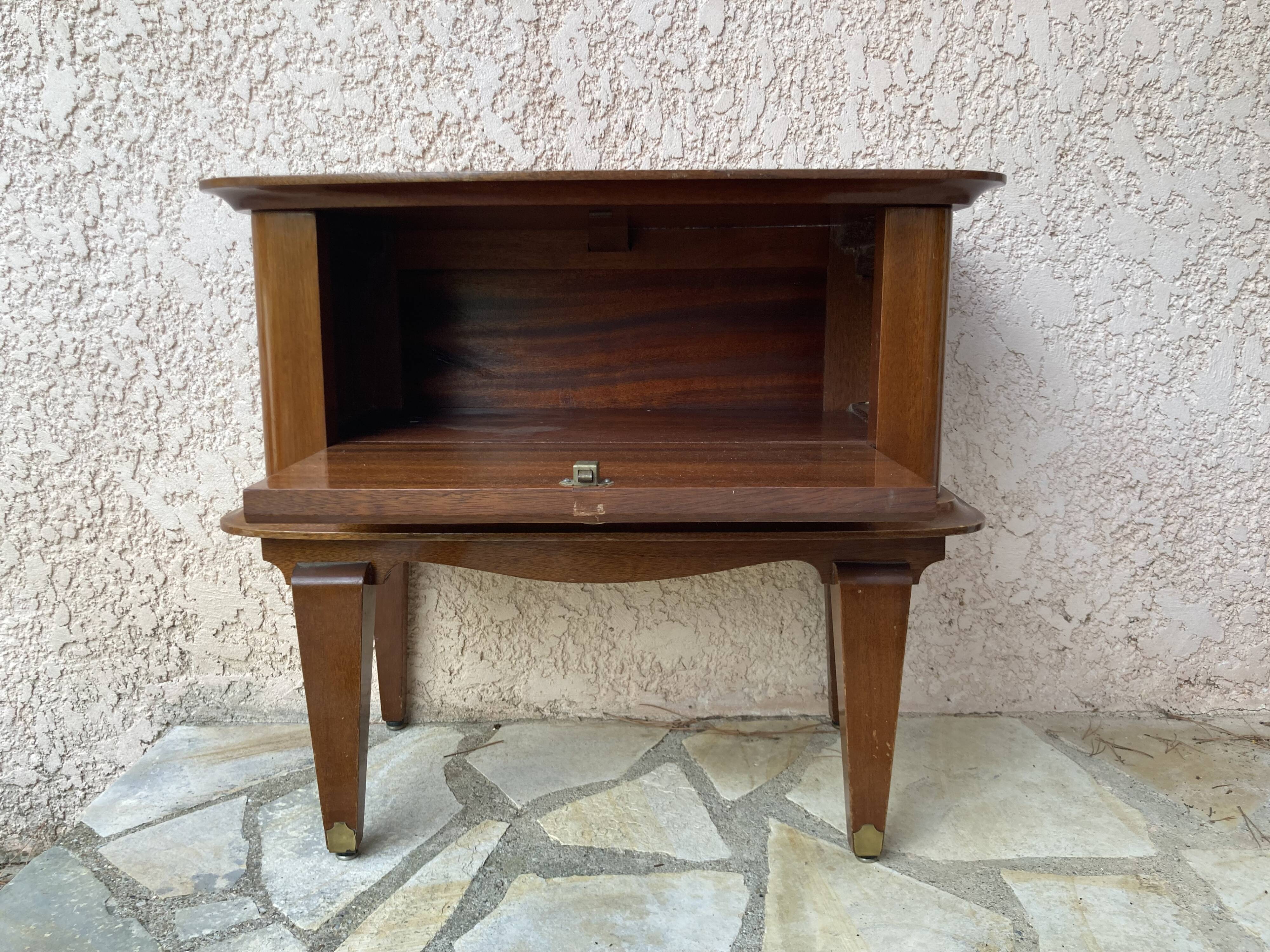 varnished rosewood bedside table