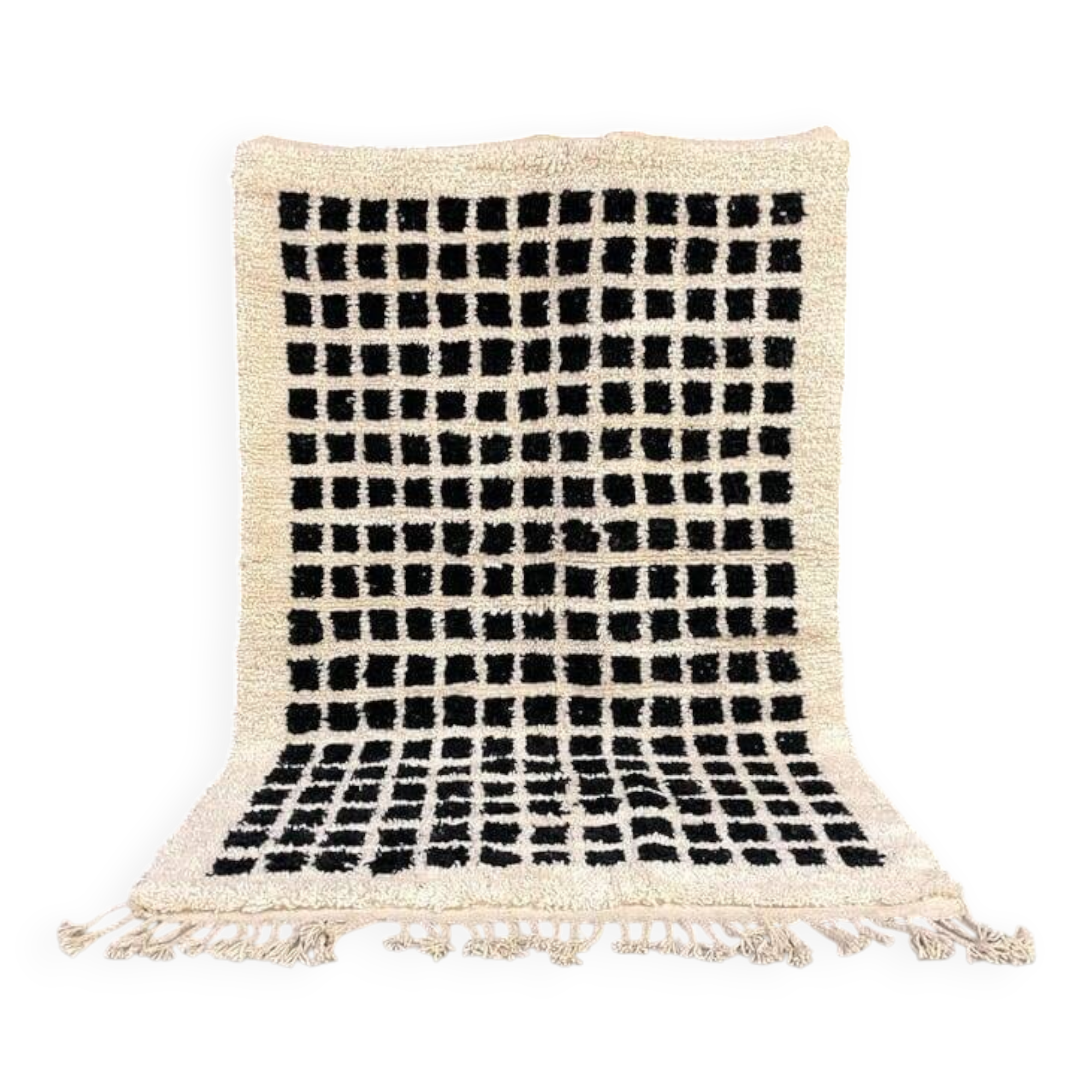 Handmade black square rug size 150 x 250 cm