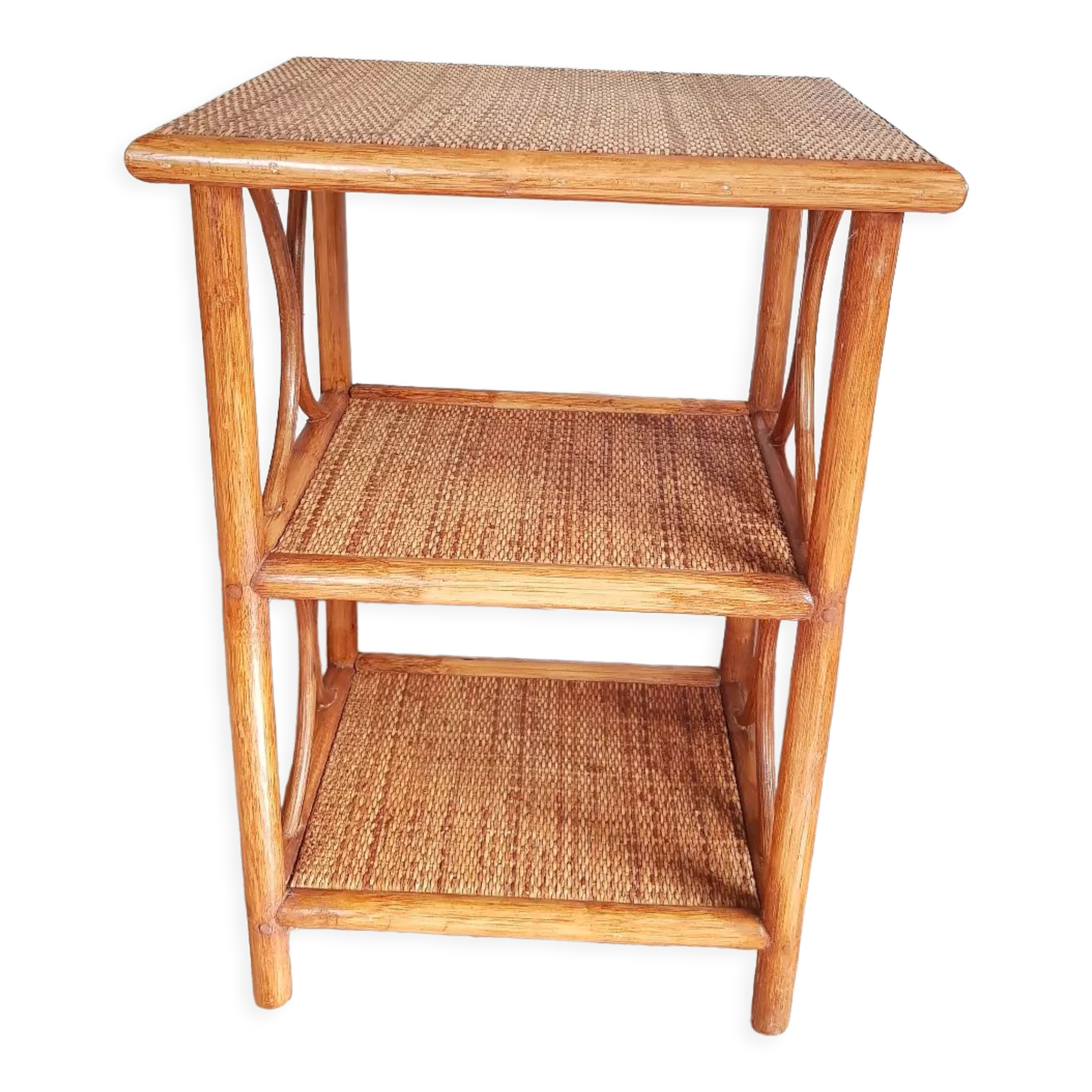 Rattan bedside table bookcase