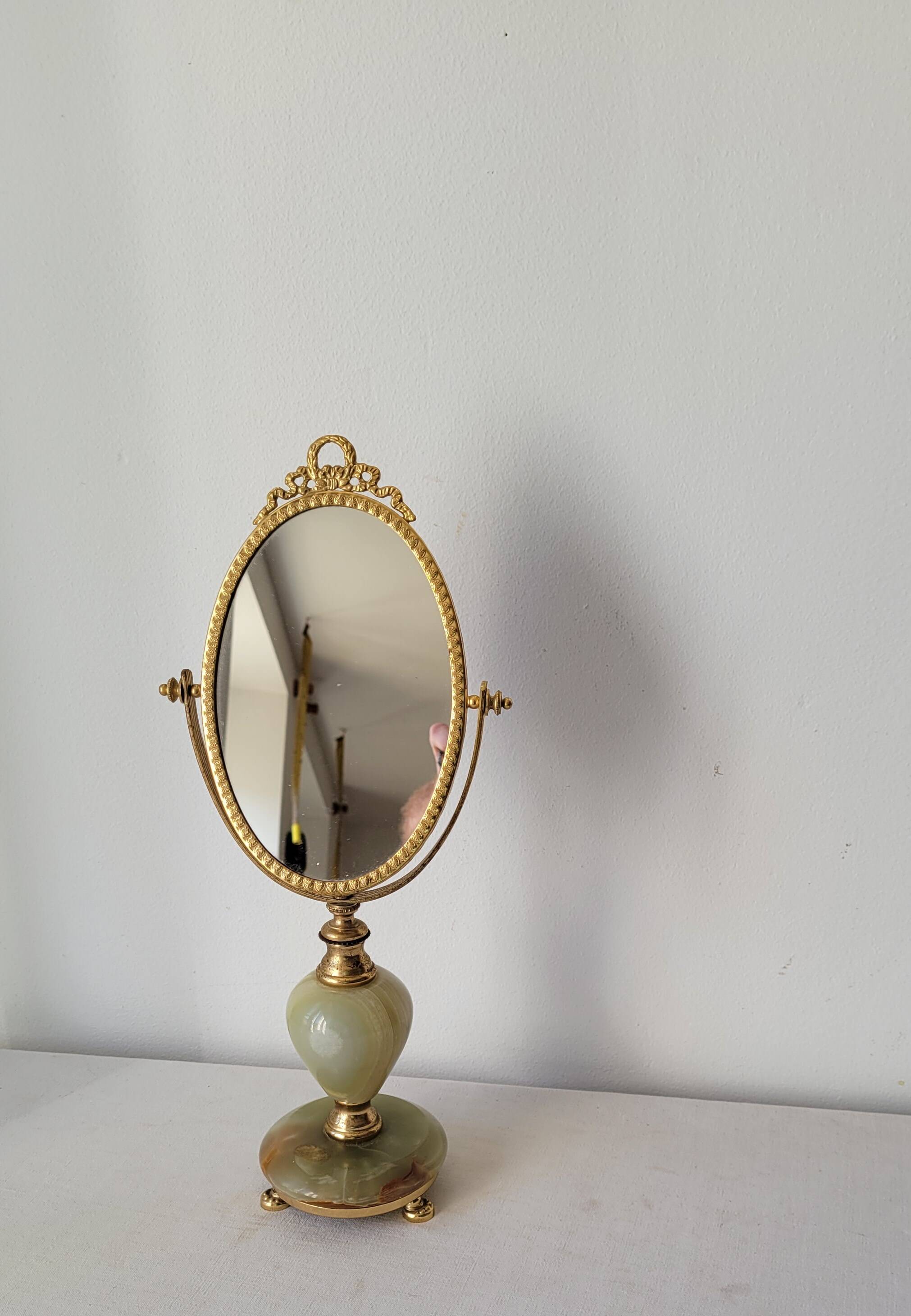 Miroir en onyx et métal doré