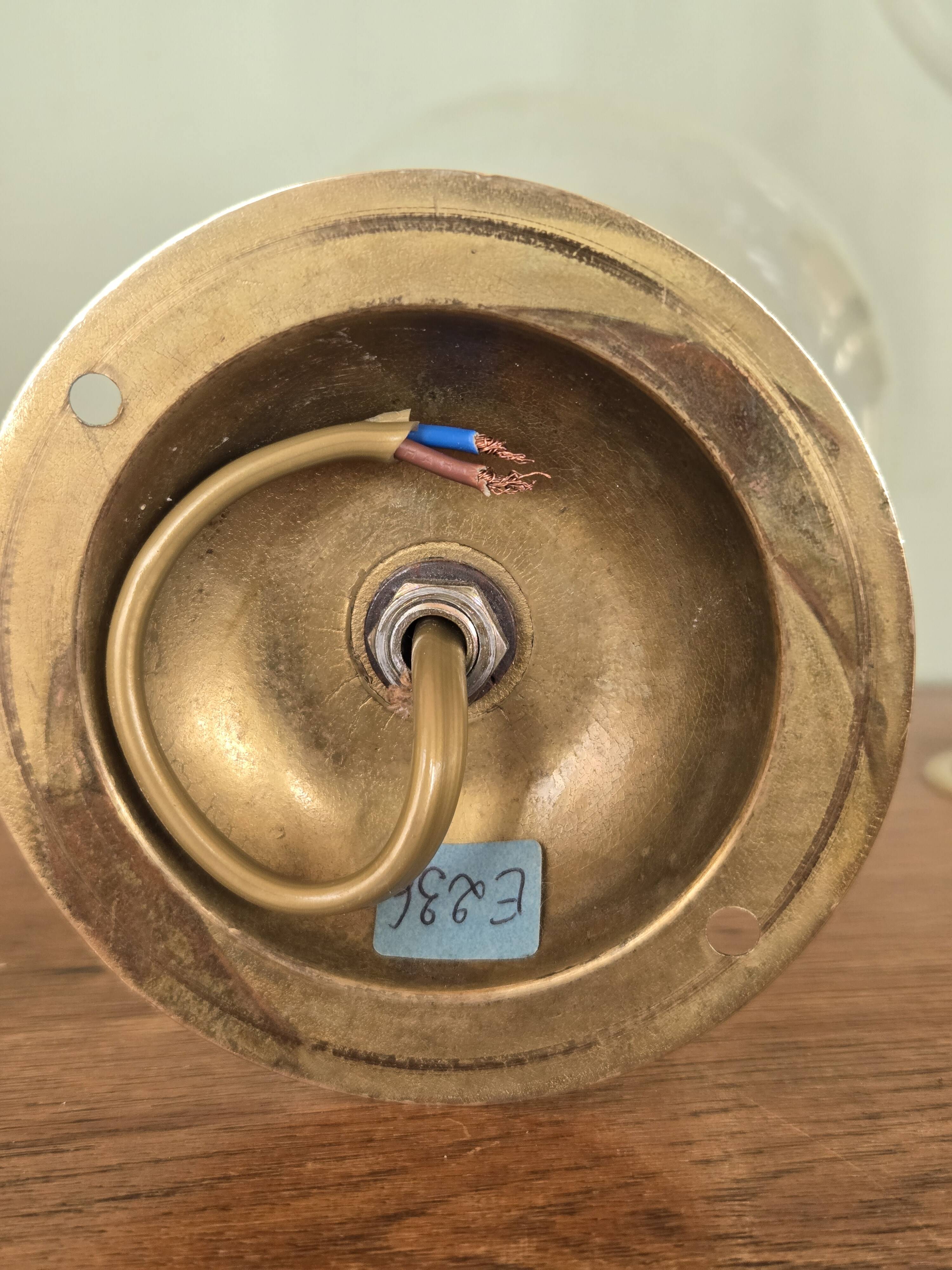 Pair of adjustable wall lights in blown glass and solid brass - modern design