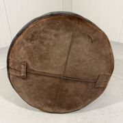Pouf en cuir patchwork marron De Sede des années 1970