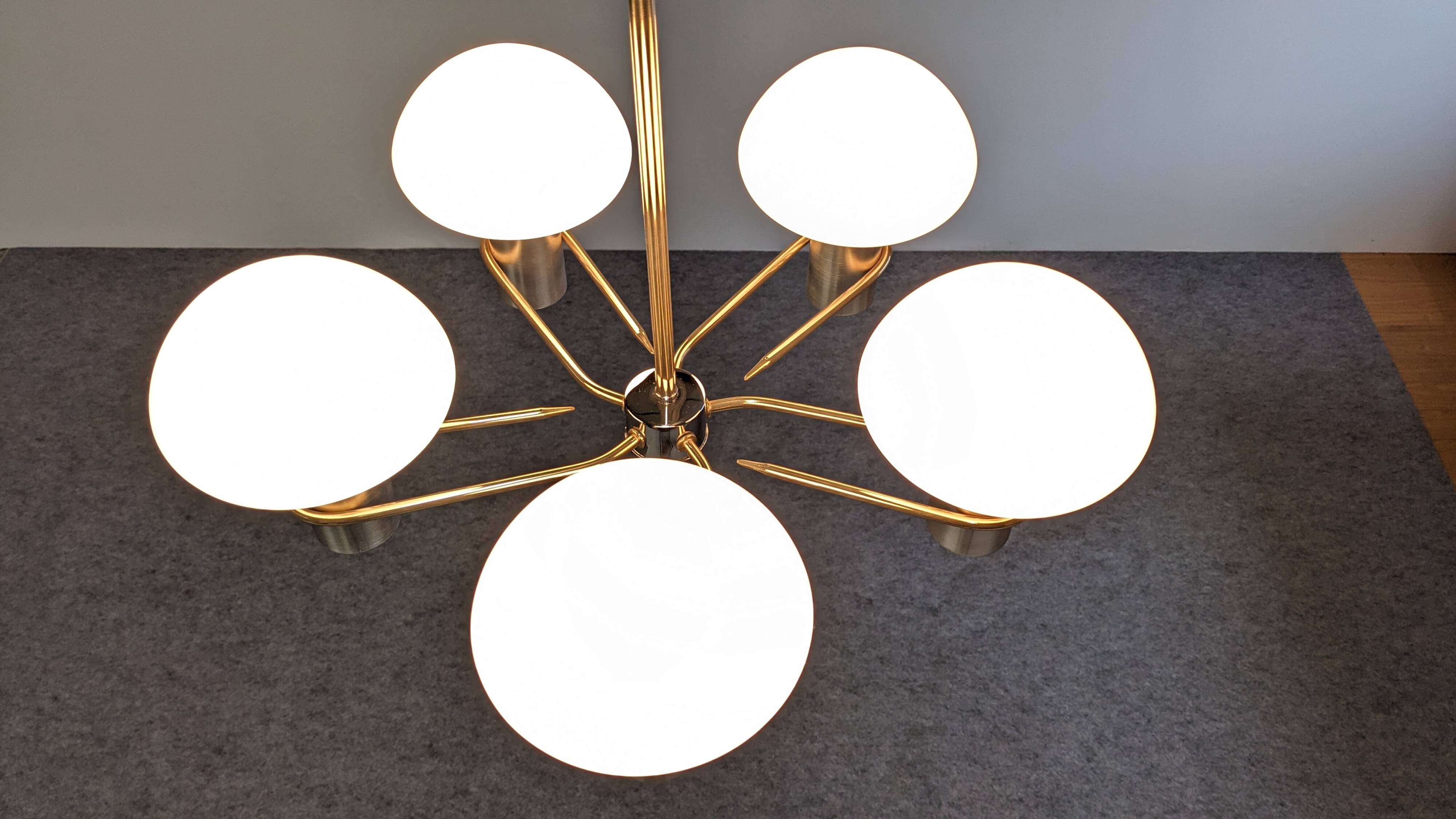 Space age chandelier with 5 lights from the 60s/70s