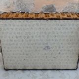Wicker and scoubidou sewing box