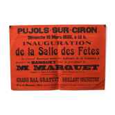 Affiche "Inauguration Salle des Fêtes" - Pujols-sur-Ciron - 1935