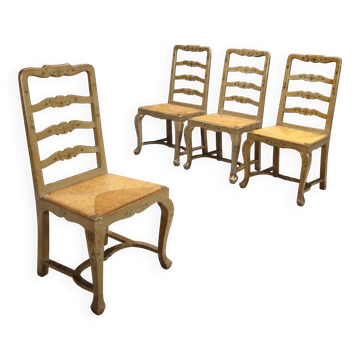 Chaises anciennes en bois laqué et peint, Italie, XIXe siècle