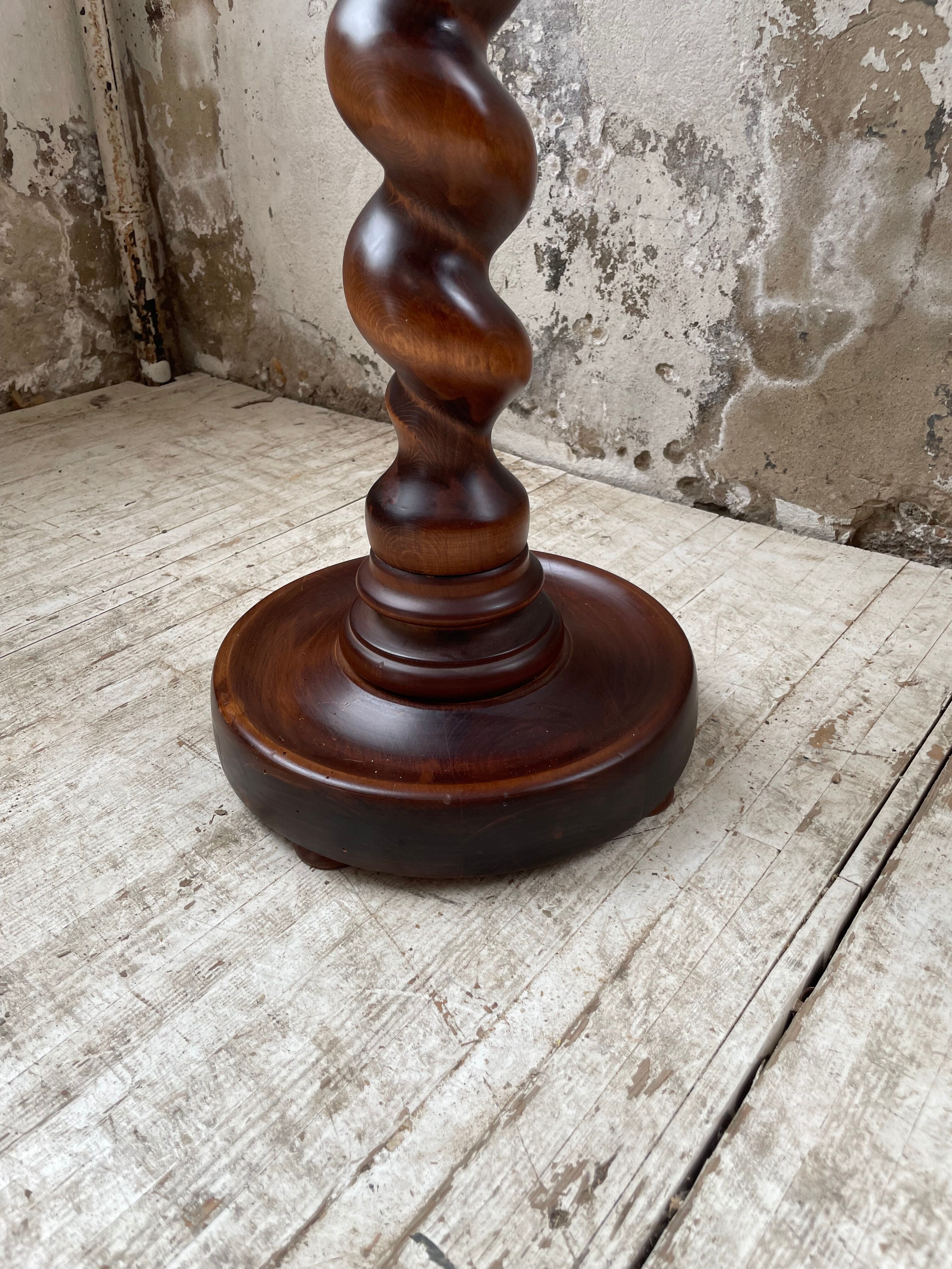 Side table walnut base turned wood