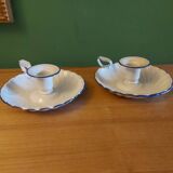 Pair of enamelled candle holders