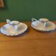 Pair of enamelled candle holders