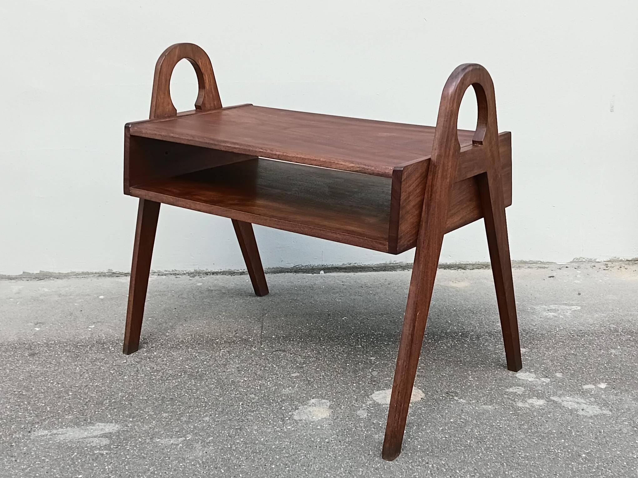 1950s solid wood side table