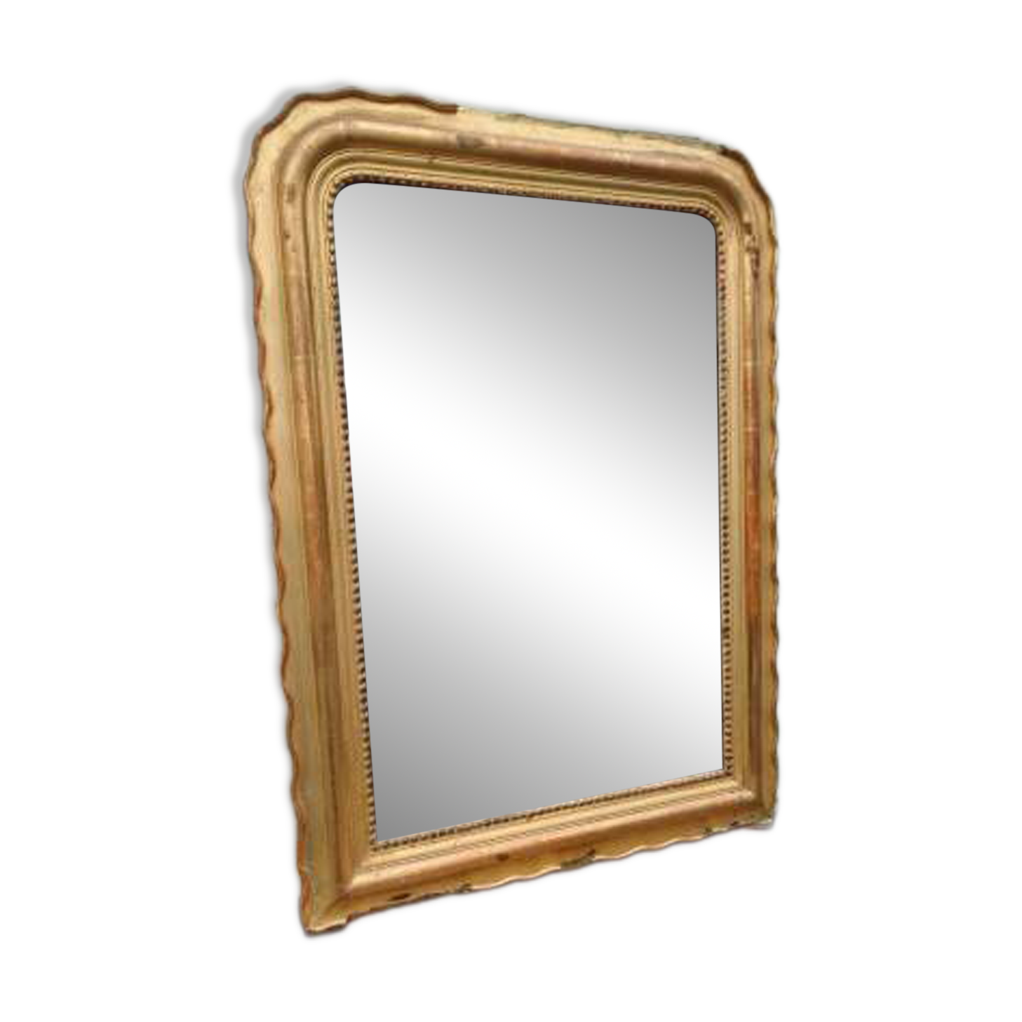 Miroir de cheminée XIXe bois et stuc doré