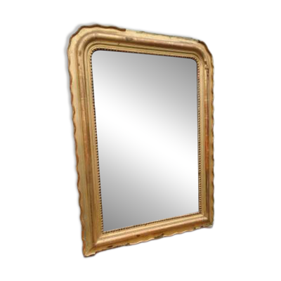 Miroir de cheminée XIXe bois et stuc doré