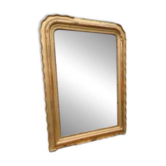 Miroir de cheminée XIXe bois et stuc doré