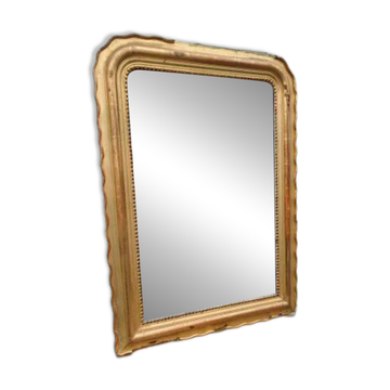 Miroir de cheminée XIXe bois et stuc doré