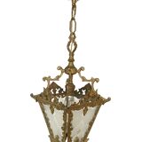 Lustre lanterne ancienne en bronze style Louis XV