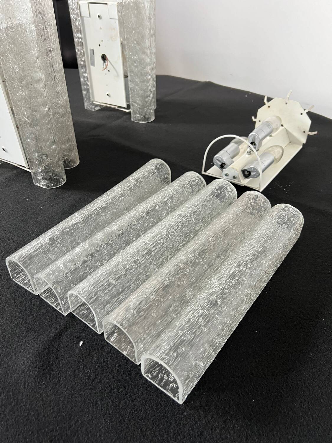 Set of 4 large doria wall lights in glazed glass design from the 60s vintage 3 lights