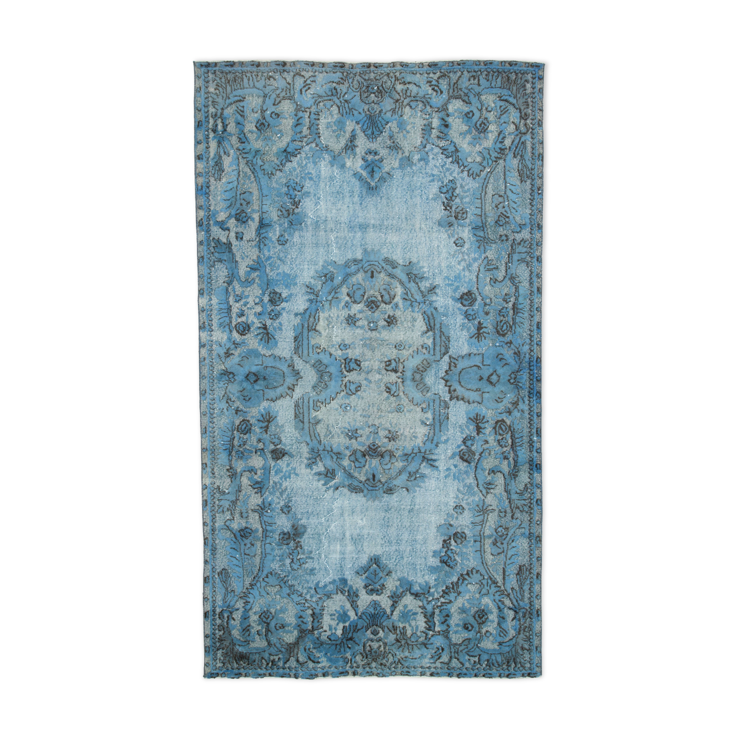 tapis Hand-knotted distressed oriental 1980s 170 cm x 300 cm blue rug