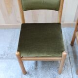 Vintage pine & velvet chairs