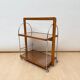 Chariot de service Art Déco en chêne, chrome et verre, France, 1930