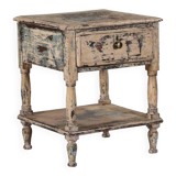 Bedside plant rest with shelf and drawer old teak original piece from India