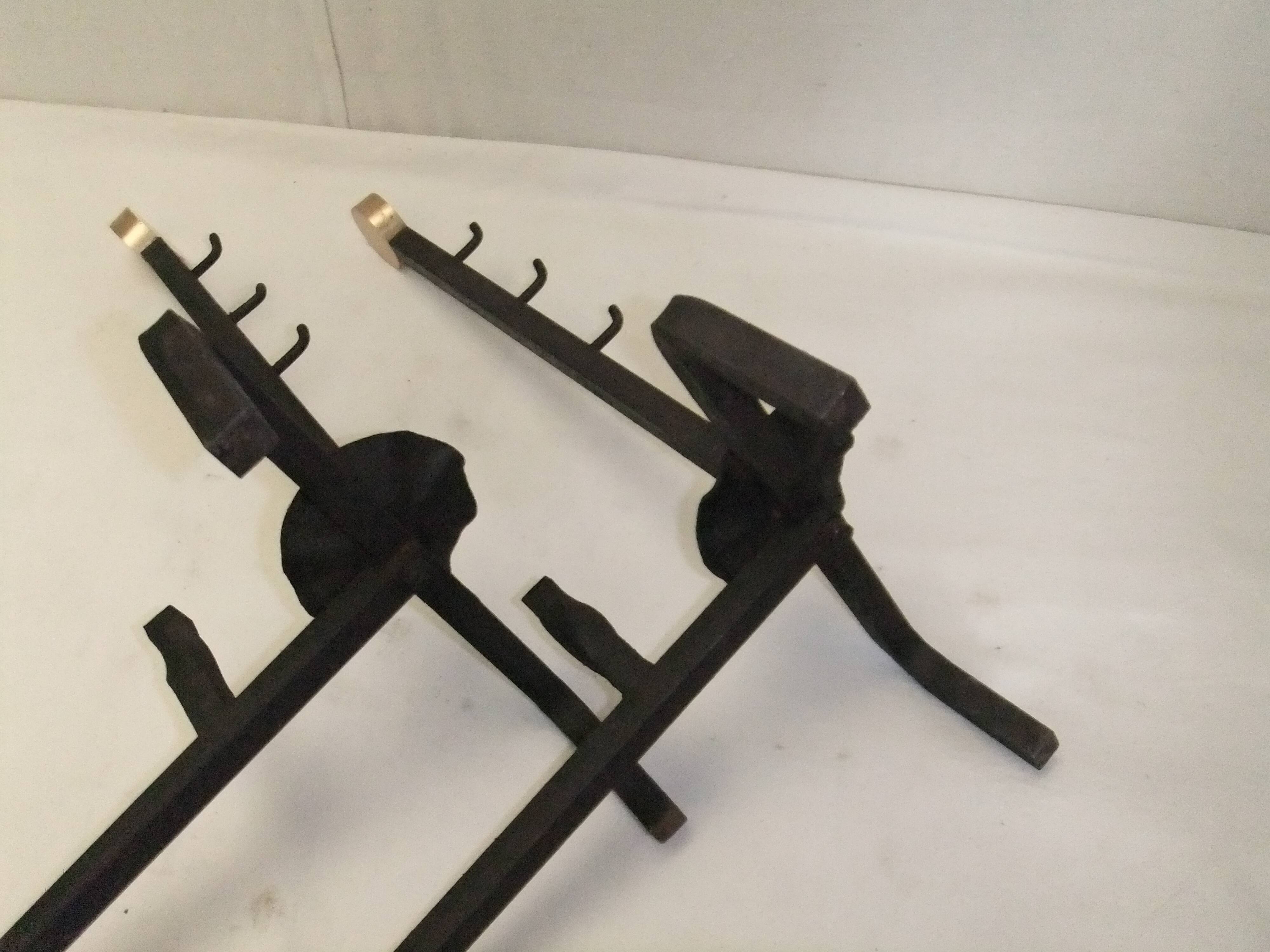 Bronze cast iron firewood fireplace accessory andier spit grill