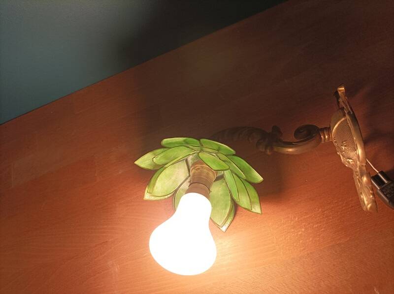 Applique lampe Lotus fleur pétale nacre base bronze dp 1123615