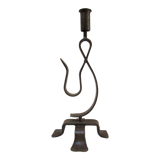 Brutalist candle holder wrought iron beaten patinated H. 37 cm