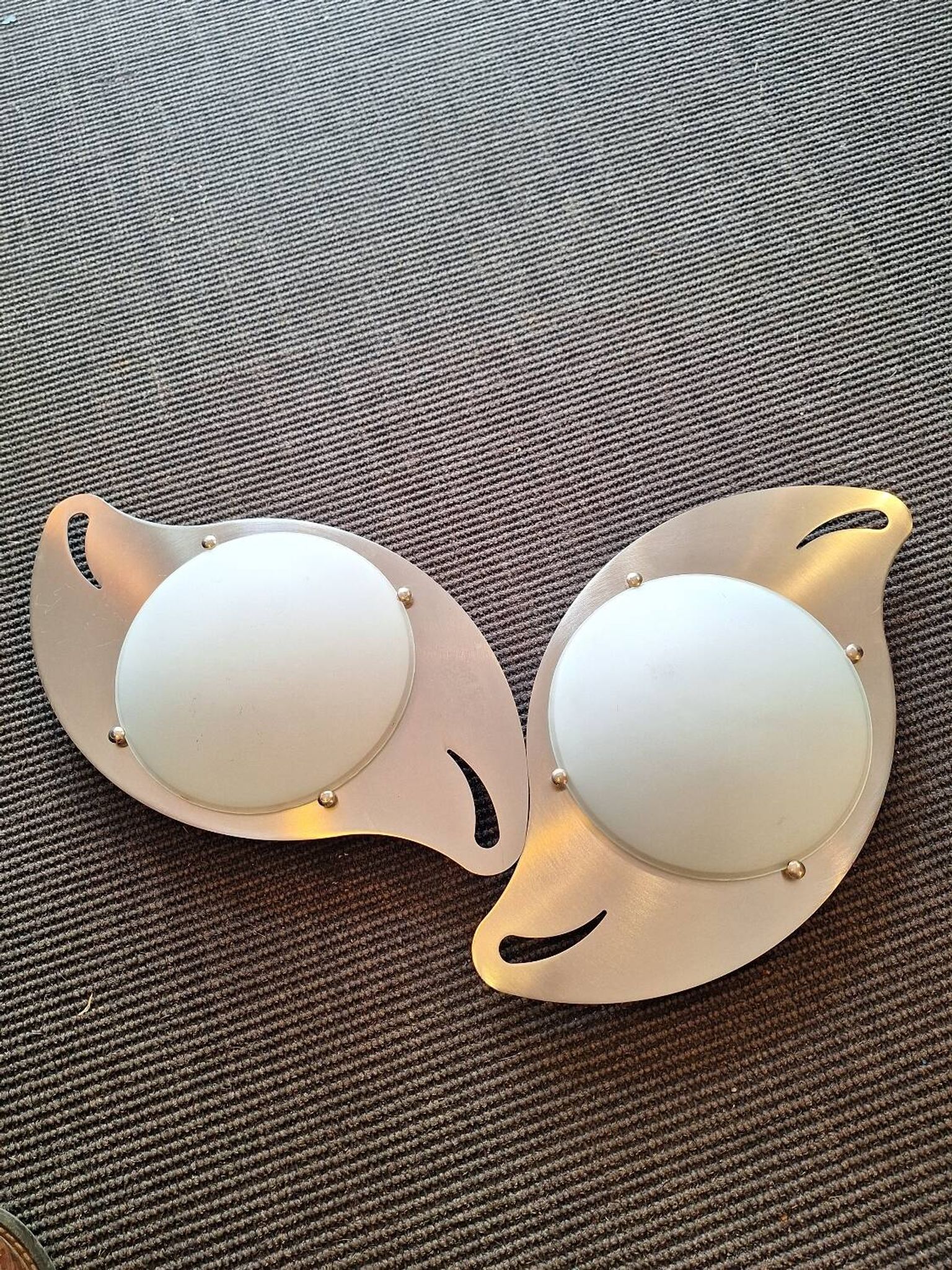 paire appliques 20 eme inox verre opaque