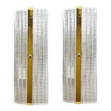 Stylish Gold Diamanted Rectangular Murano Glass Wall Sconces Two Piece Set