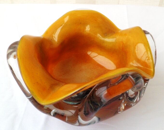 Ashtray empty-pocket cup in blown glass La Bourboule
