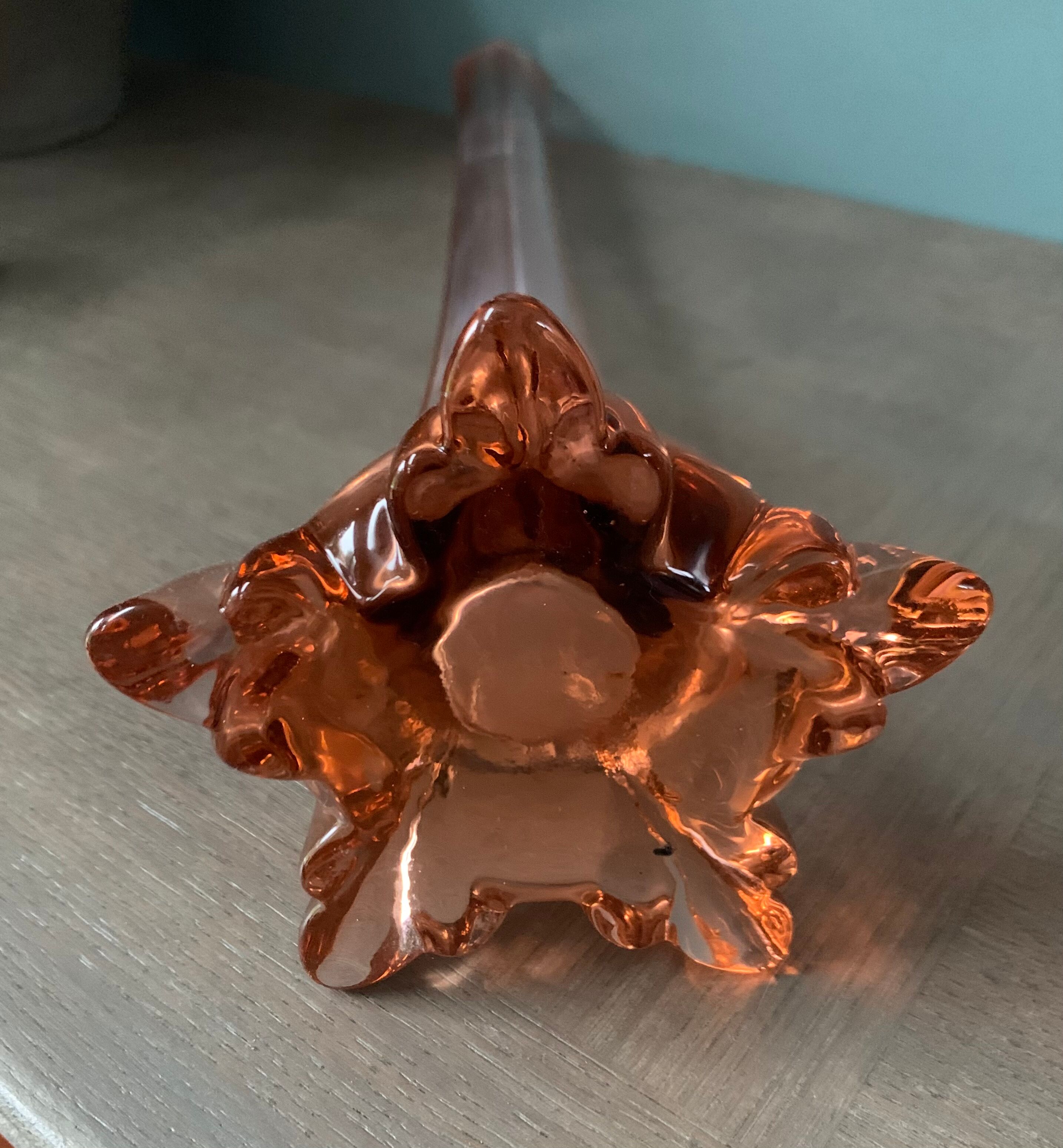 Solifore vase in coral rosé glass 1940