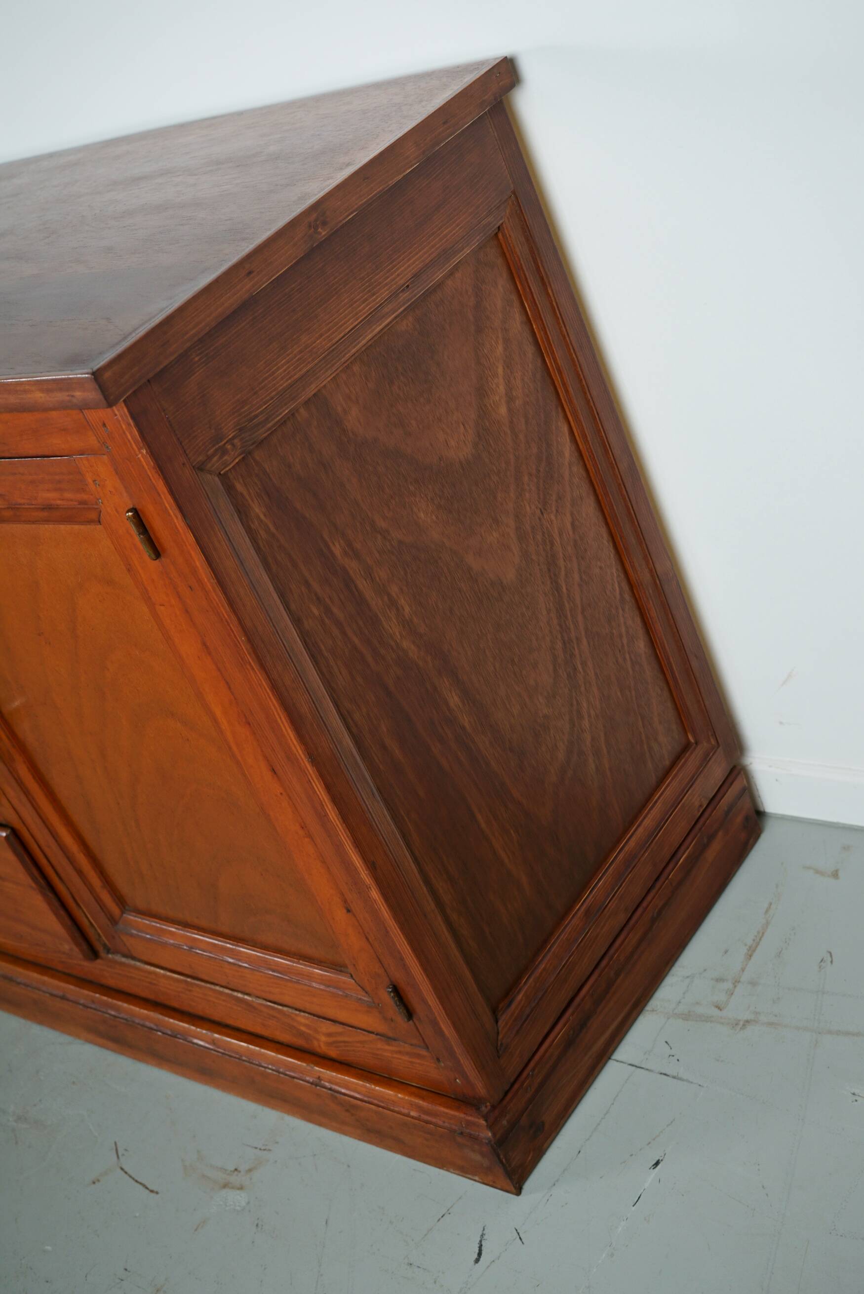 large vintage french oak haberdashery cabinet or shop counter, 1950s
