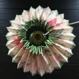 Green ceramic lamp and flowered lampshade