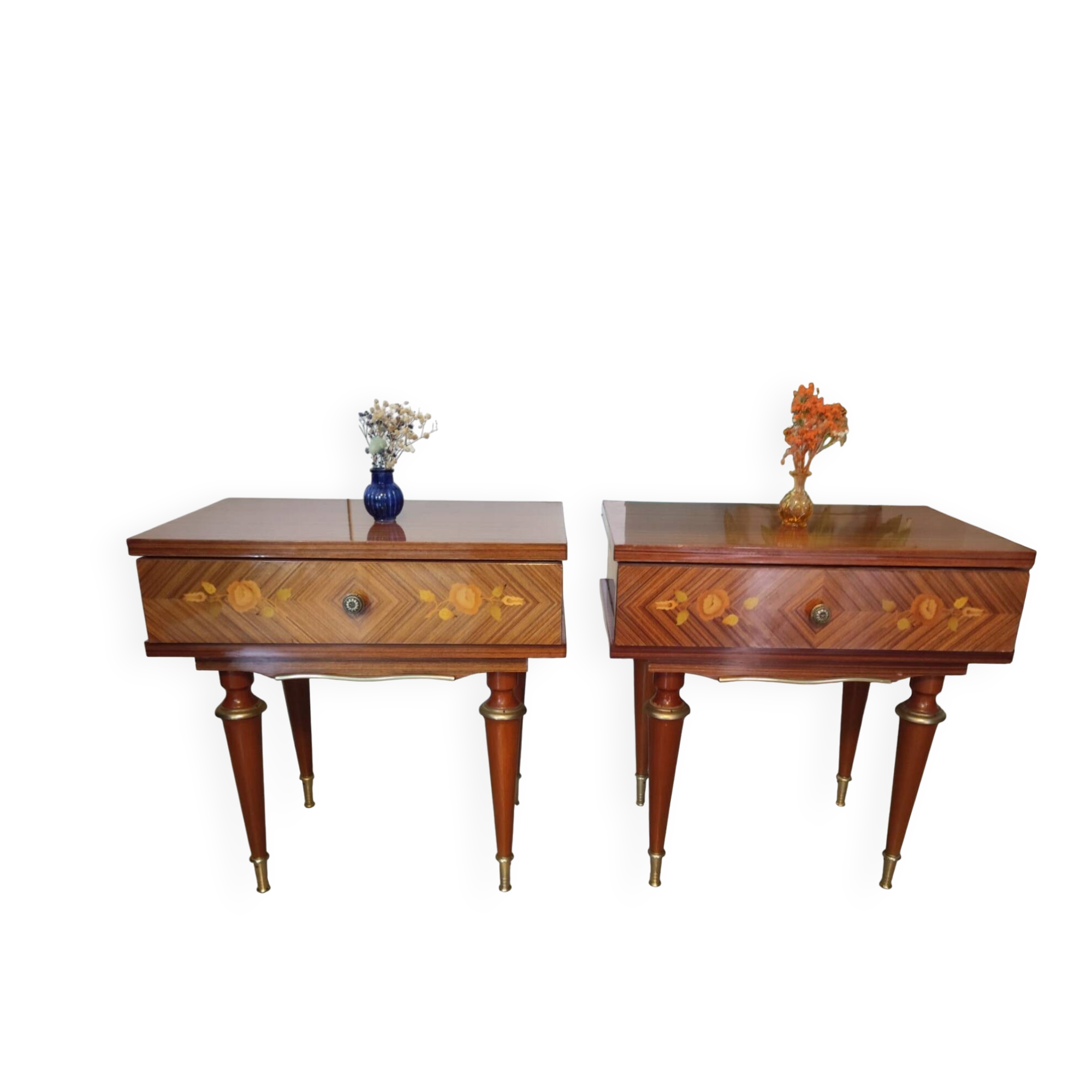 Pair of vintage Louis XVI style bedside tables.