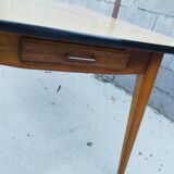 Large table with oak spindle top formica year 50