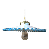 Suspension vintage opaline blanche ourlée de bleu
