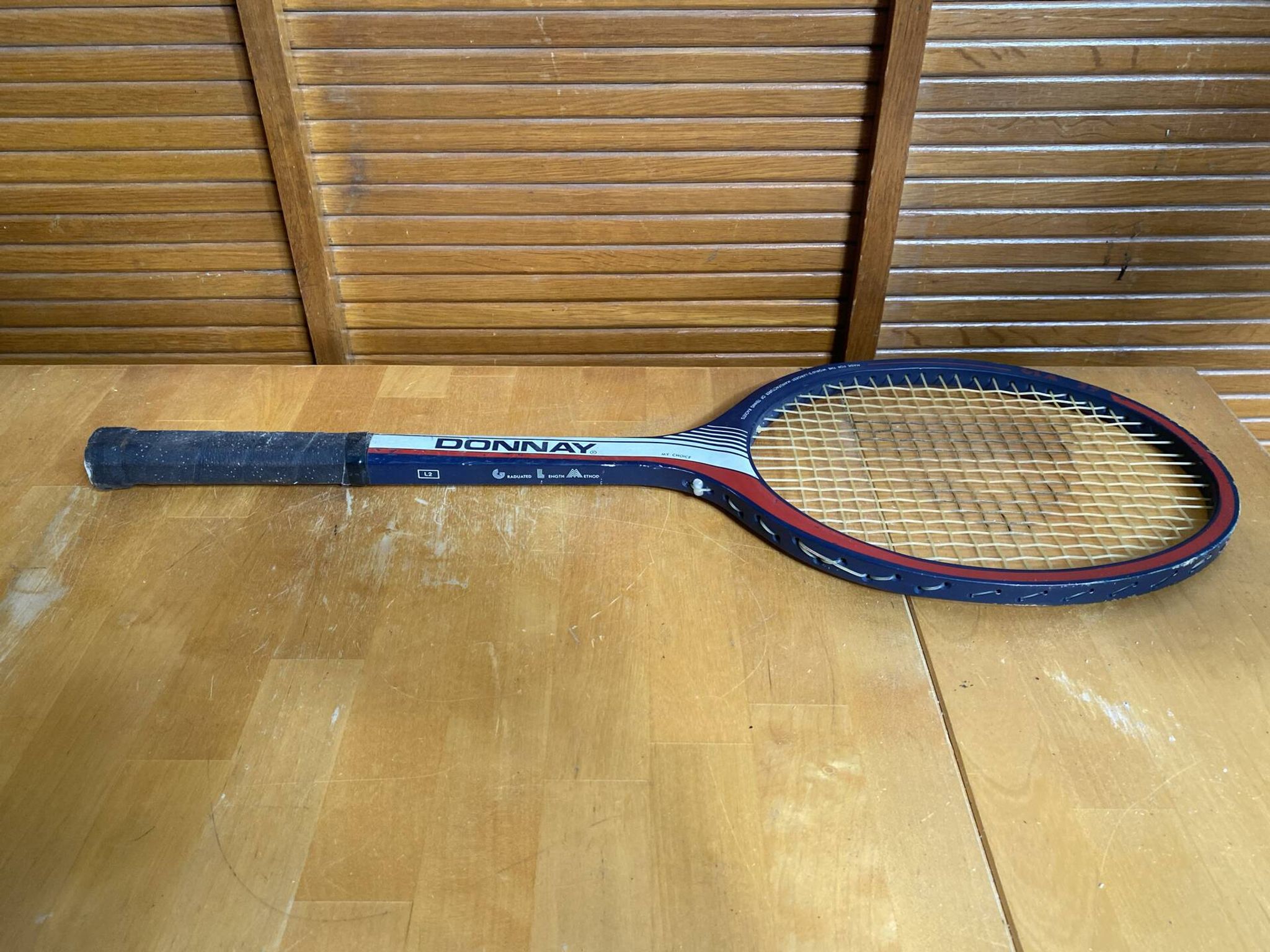Vintage DONNAY GLM 27 Wooden Tennis Racket + Sports Cover #E2