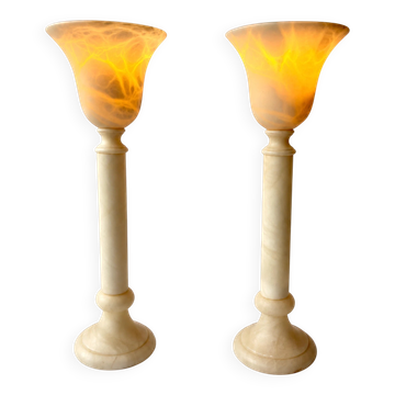 Pair of Alabaster Table Lamps by Massive