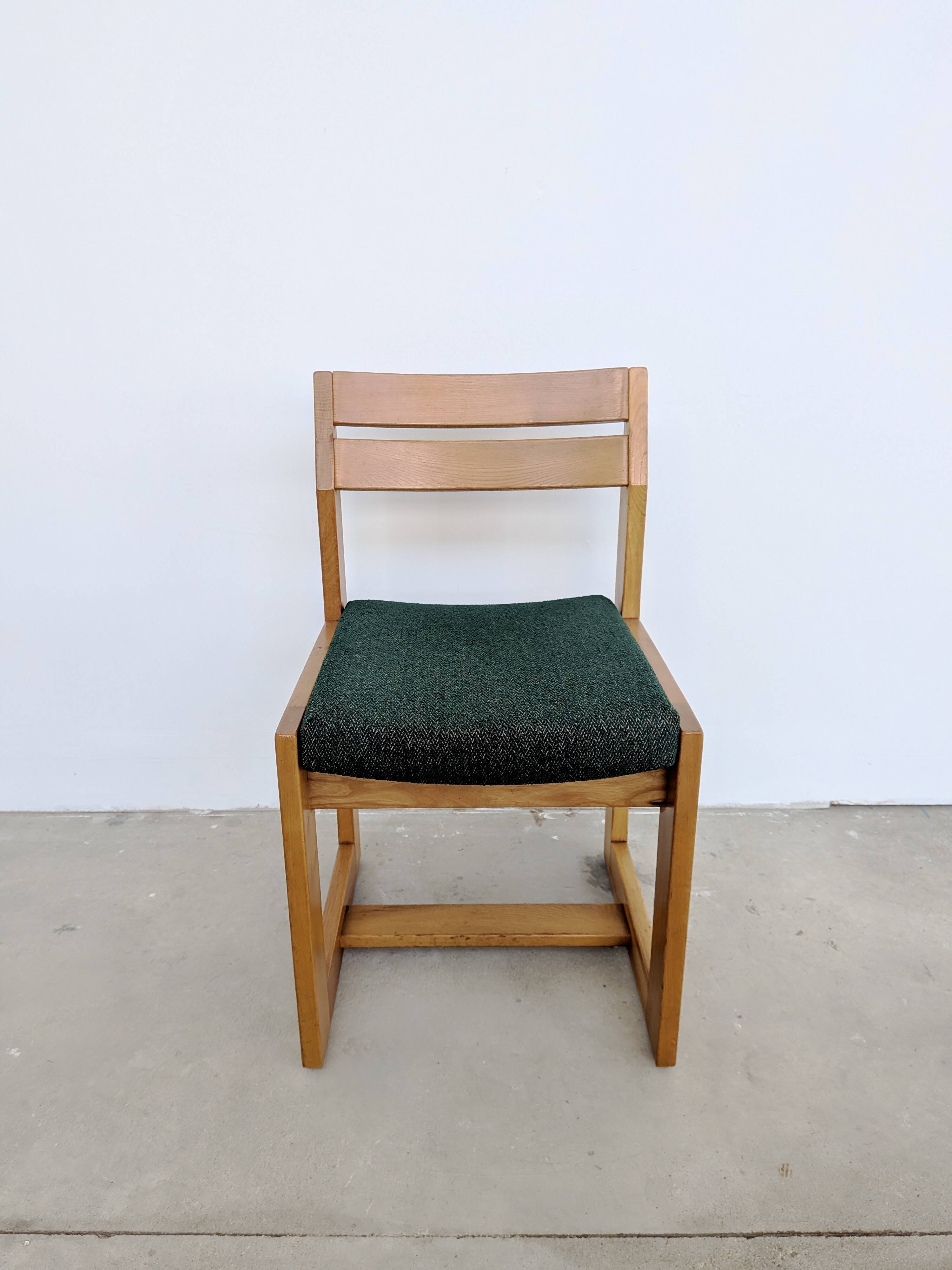 Set of 4 Maison Regain Vintage Chairs – Brutalist Solid Elm