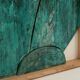 Relief panel "Step out of the frame!" in patinated wood. Contemporary.