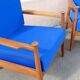 Pair of 1960s Scandinavian armchairs with blue cushions