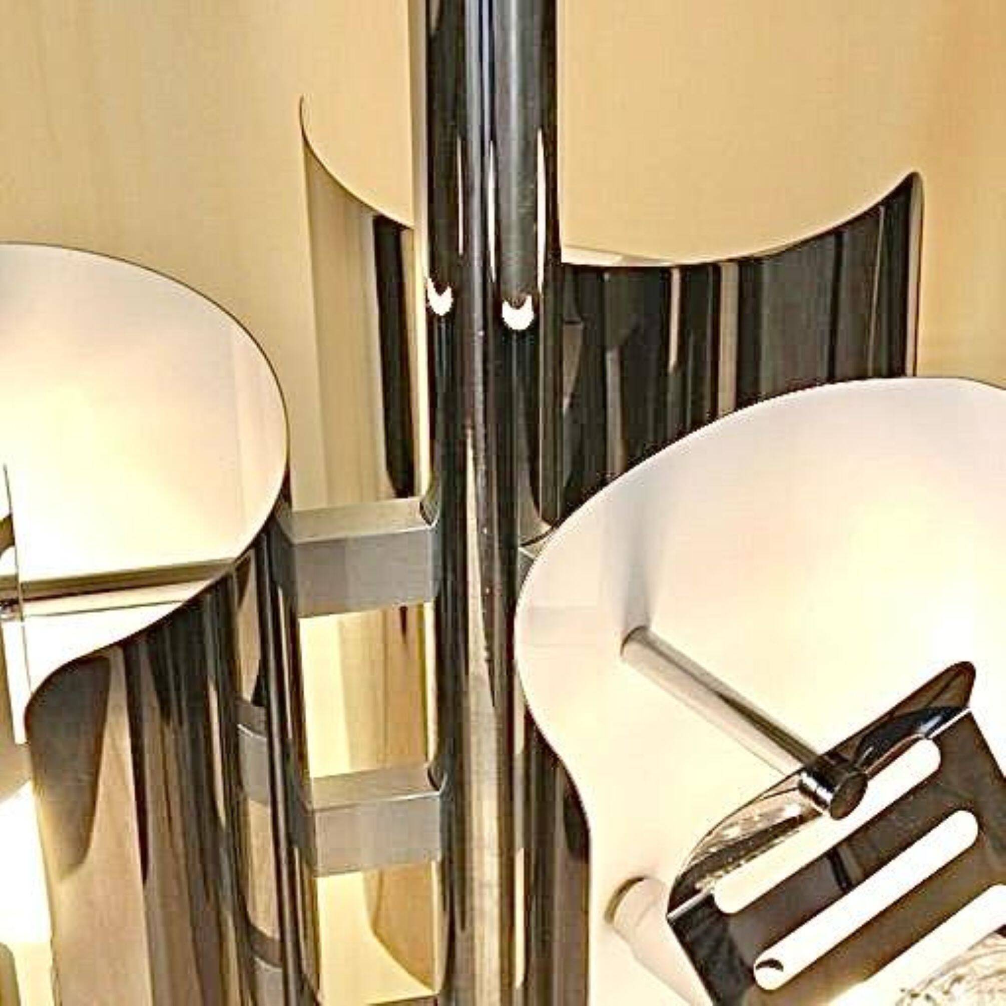 1970s Space Age Chromed Pendant Lamp attributed to AV Mazzega, Murano Glass