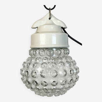 Vintage White Porcelain Pendant Light, 1970s