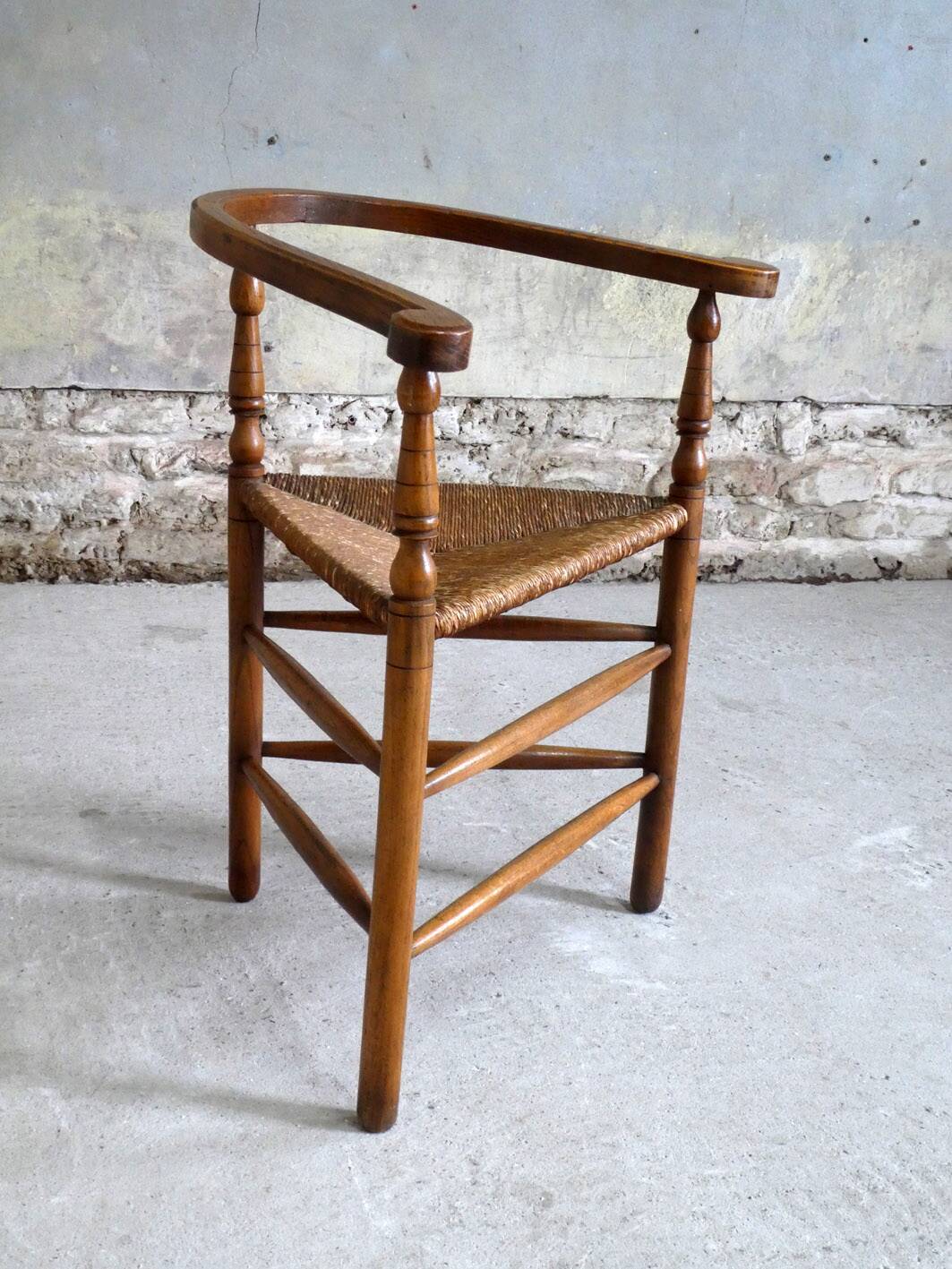 Oak & straw armchair, 1950