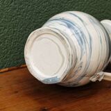Water jug, signed, blue and white scrolls
