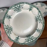 Set of 3 flat and deep plates, "Compiègne" model, Longwy, green