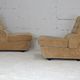 Pair of armchairs "Space Age", foam and velvet "honey", France, circa 1970