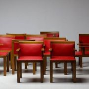 A masterpiece of Italian modernism: eleven Aldo Rossi red Teatro arm chairs