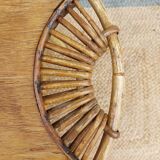 4 armchairs and a coffee table made of rattan and bamboo wood, vintage.